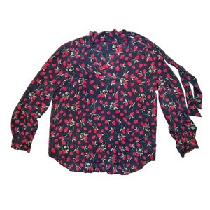 Juicy Couture Black Label Silk Strawberry Blouse Size XL Y2K Highly Collectable